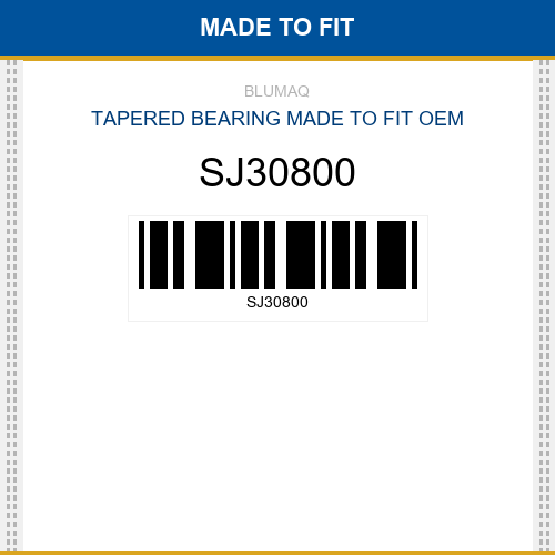 SJ30800 Tapered bearing Made to fit for JOHN DEERE