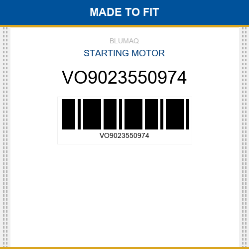 VO9023550974 Starting motor Made to fit for VOLVO