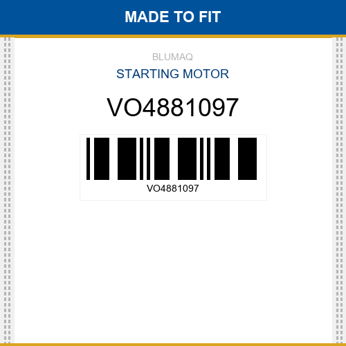VO4881097 Starting motor Made to fit for VOLVO