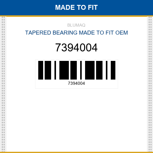7394004 Tapered bearing Made to fit for Daewoo - Doosan