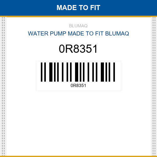 0R8351 Water pump Made to fit