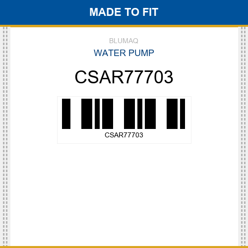 CSAR77703 Water pump Made to fit for CASE