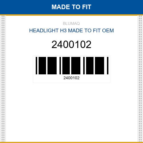 2400102 Headlight h3 Made to fit
