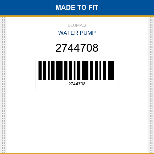 2744708 Water pump Made to fit