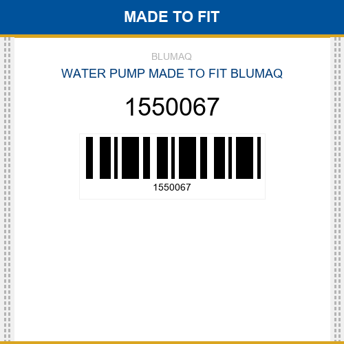 1550067 Water pump Made to fit