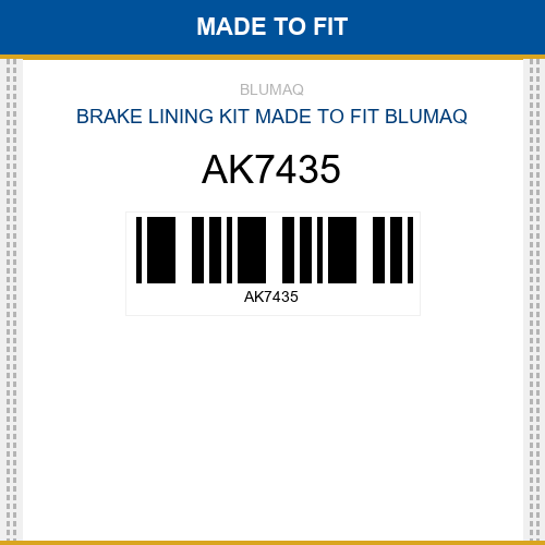 AK7435 Brake lining kit Made to fit for KOMATSU