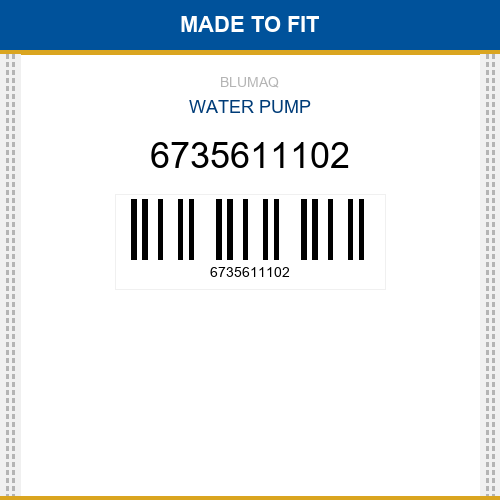6735611102 Water pump Made to fit for KOMATSU