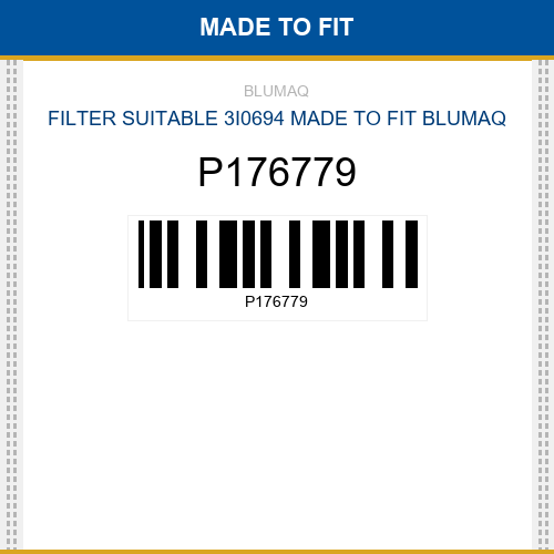 P176779 Filter suitable 3i0694 Made to fit for VARIOS