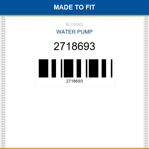 2718693 Water pump Made to fit