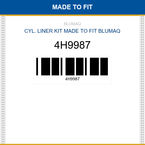 4H9987 Cyl. liner kit Made to fit for CATERPILLAR