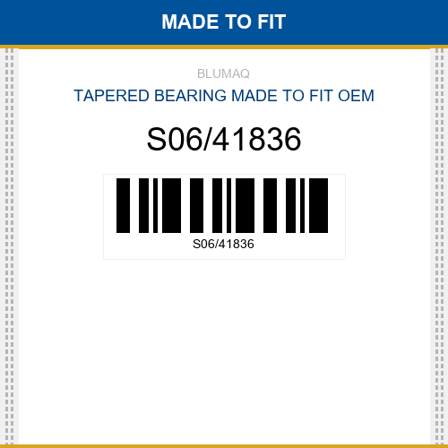 S06/41836 Tapered bearing Made to fit for VARIOS