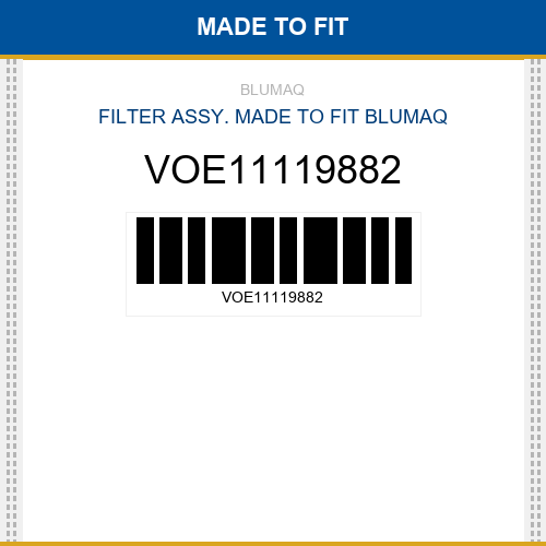 VOE11119882 Filter assy. Made to fit for VOLVO