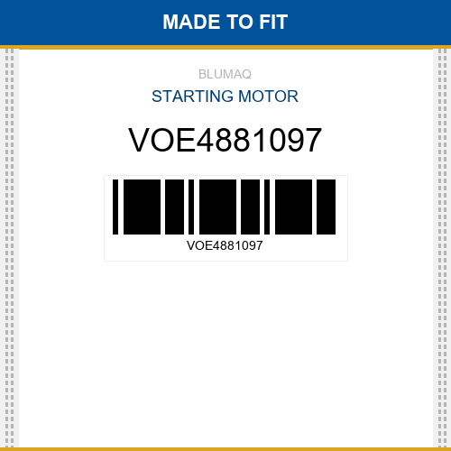 VOE4881097 Starting motor Made to fit for VOLVO