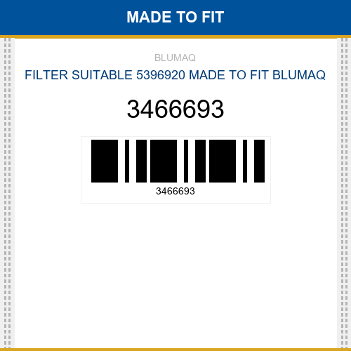 3466693 Filter suitable 5396920 Made to fit