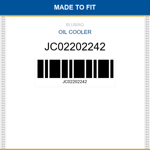 JC02202242 Oil cooler Made to fit for JCB