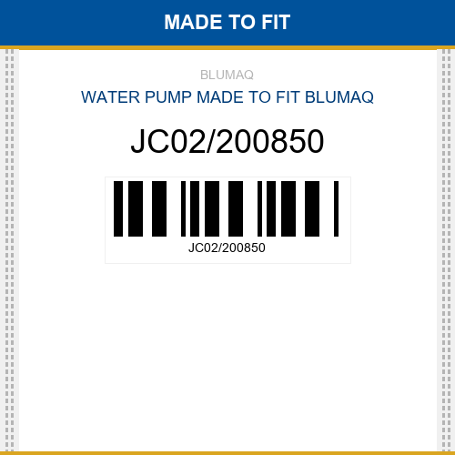 JC02/200850 Water pump Made to fit for JCB