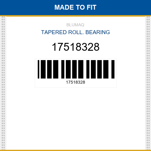 17518328 Tapered roll. bearing Made to fit for VOLVO