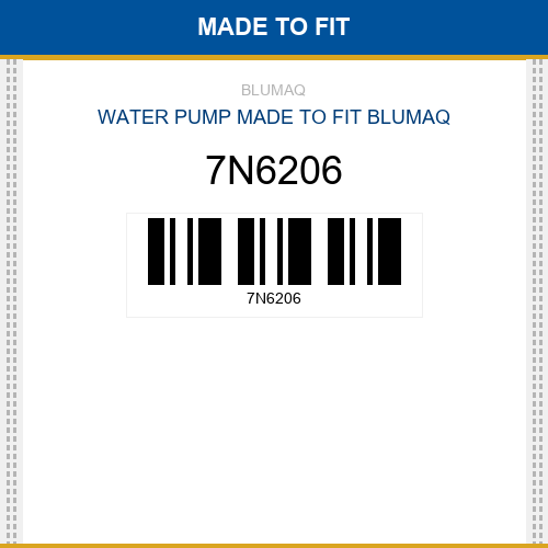 7N6206 Water pump Made to fit