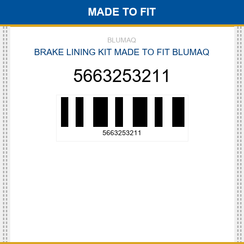 5663253211 Brake lining kit Made to fit for KOMATSU
