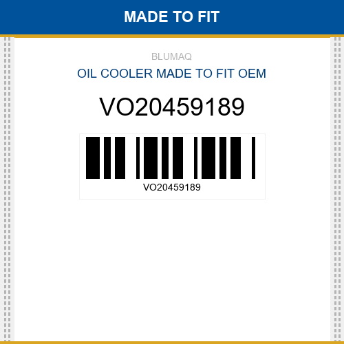 VO20459189 Oil cooler Made to fit for VOLVO