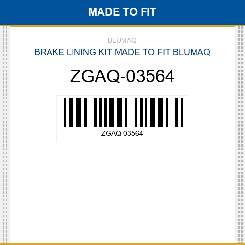 ZGAQ-03564 Brake lining kit Made to fit for HYUNDAI