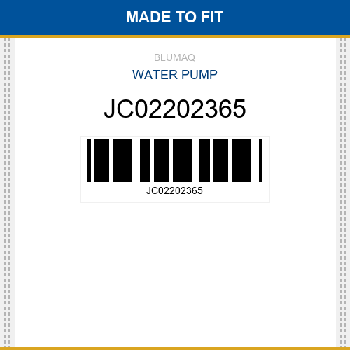 JC02202365 Water pump Made to fit for JCB