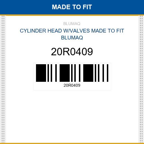 20R0409 Cylinder head w/valves Made to fit