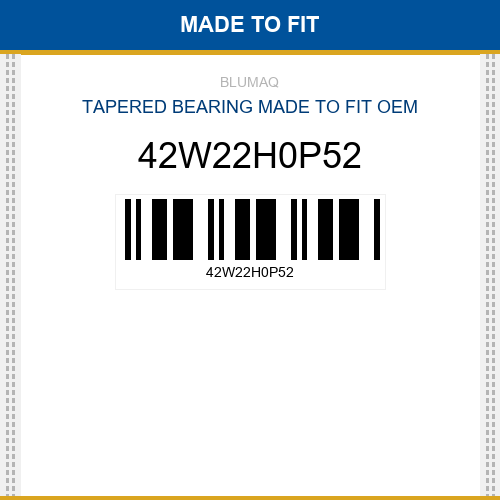 42W22H0P52 Tapered bearing Made to fit for KOMATSU