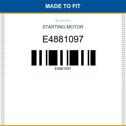 E4881097 Starting motor Made to fit for VOLVO