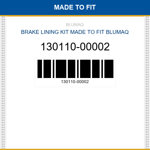 130110-00002 Brake lining kit Made to fit for Daewoo - Doosan