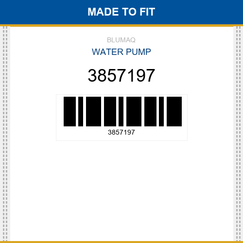 3857197 Water pump Made to fit
