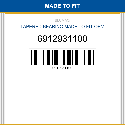 6912931100 Tapered bearing Made to fit for Daewoo - Doosan