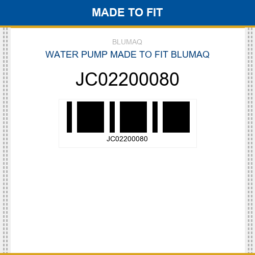 JC02200080 Water pump Made to fit for JCB