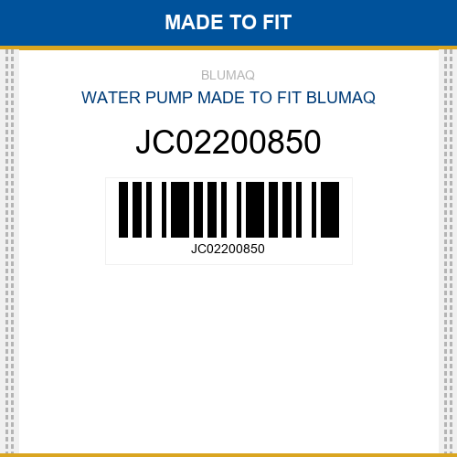 JC02200850 Water pump Made to fit for JCB
