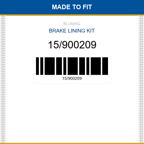 15/900209 Brake lining kit Made to fit for JCB