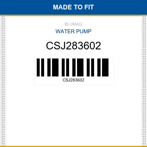 CSJ283602 Water pump Made to fit for CASE