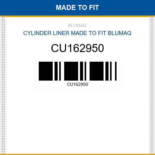CU162950 Cylinder liner Made to fit for CUMMINS