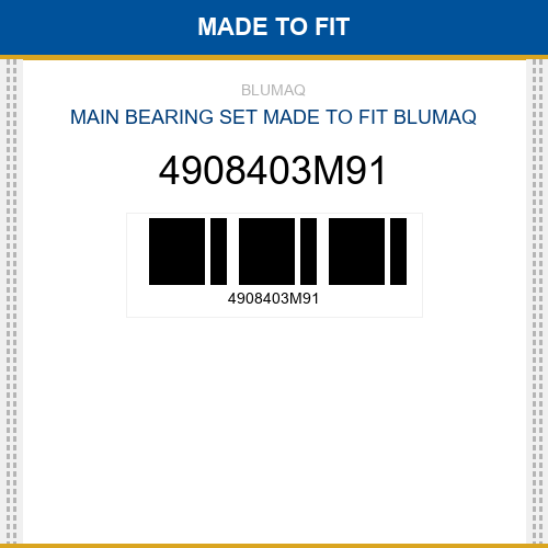 4908403M91 Main bearing set Made to fit for KOMATSU