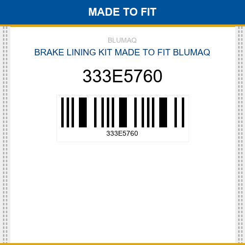 333E5760 Brake lining kit Made to fit for JCB