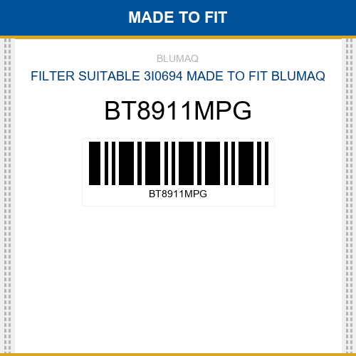 BT8911MPG Filter suitable 3i0694 Made to fit for VARIOS