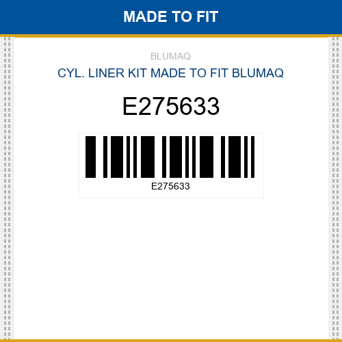 E275633 Cyl. liner kit Made to fit for VOLVO