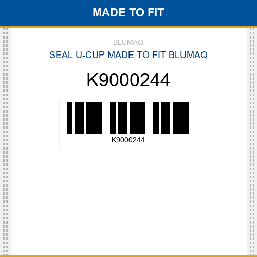 K9000244 Seal u-cup Made to fit for Daewoo - Doosan