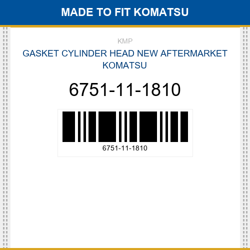 6751-11-1810 Gasket cylinder head Made to fit for KOMATSU