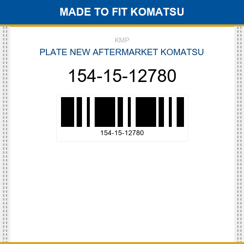 154-15-12780 Plate Made to fit for KOMATSU