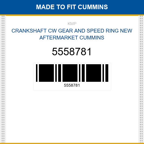 5558781 Crankshaft cw gear and speed ring Made to fit for CUMMINS