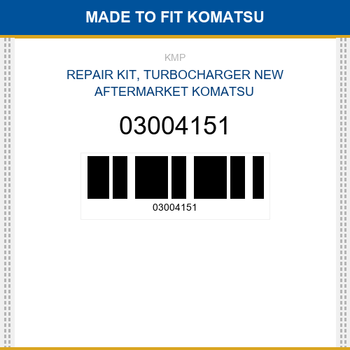 03004151 Repair kit, turbocharger Made to fit for KOMATSU