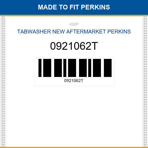 0921062T Tabwasher Made to fit for PERKINS