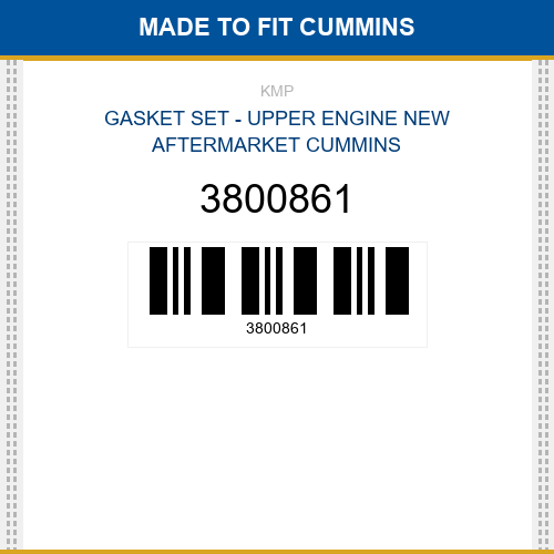 3800861 Gasket set - upper engine Made to fit for CUMMINS