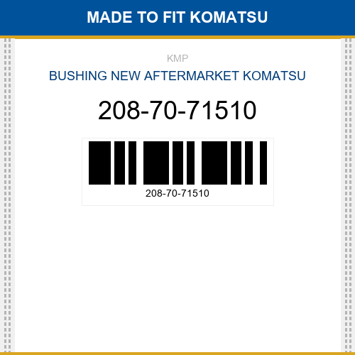 208-70-71510 Bushing Made to fit for KOMATSU