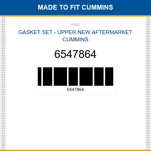 6547864 Gasket set - upper Made to fit for CUMMINS